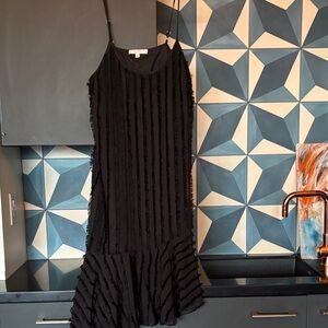 Elegant Black Fringed Midi Dress